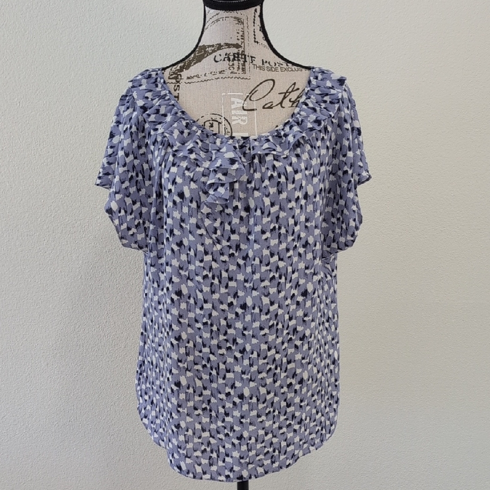 Banana Republic Blue Geometric Blouse